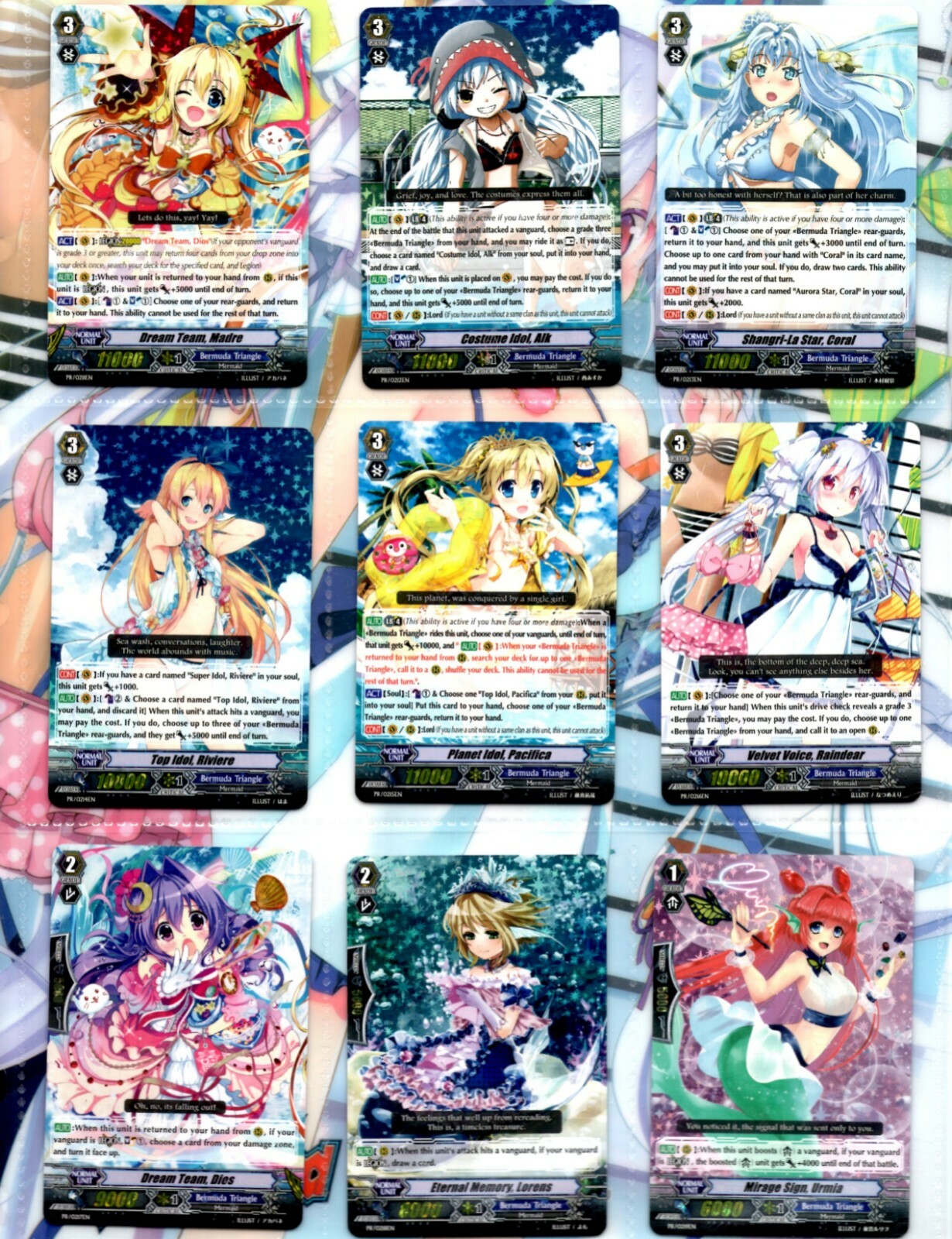 Unopened Cardfight Vanguard Mermaid Idol Summer Set New Rare 9 cards BNV Unopened Cardfight Vanguard Mermaid Idol Summer Set New Rare 9 cards BNV