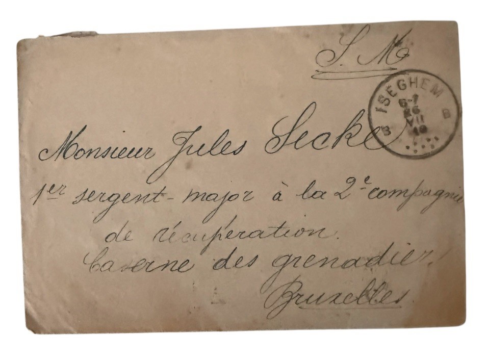WW1 1919 Prisoner Of War Envelope Addressed To Monsieur Jules Secke 1er Sergeant