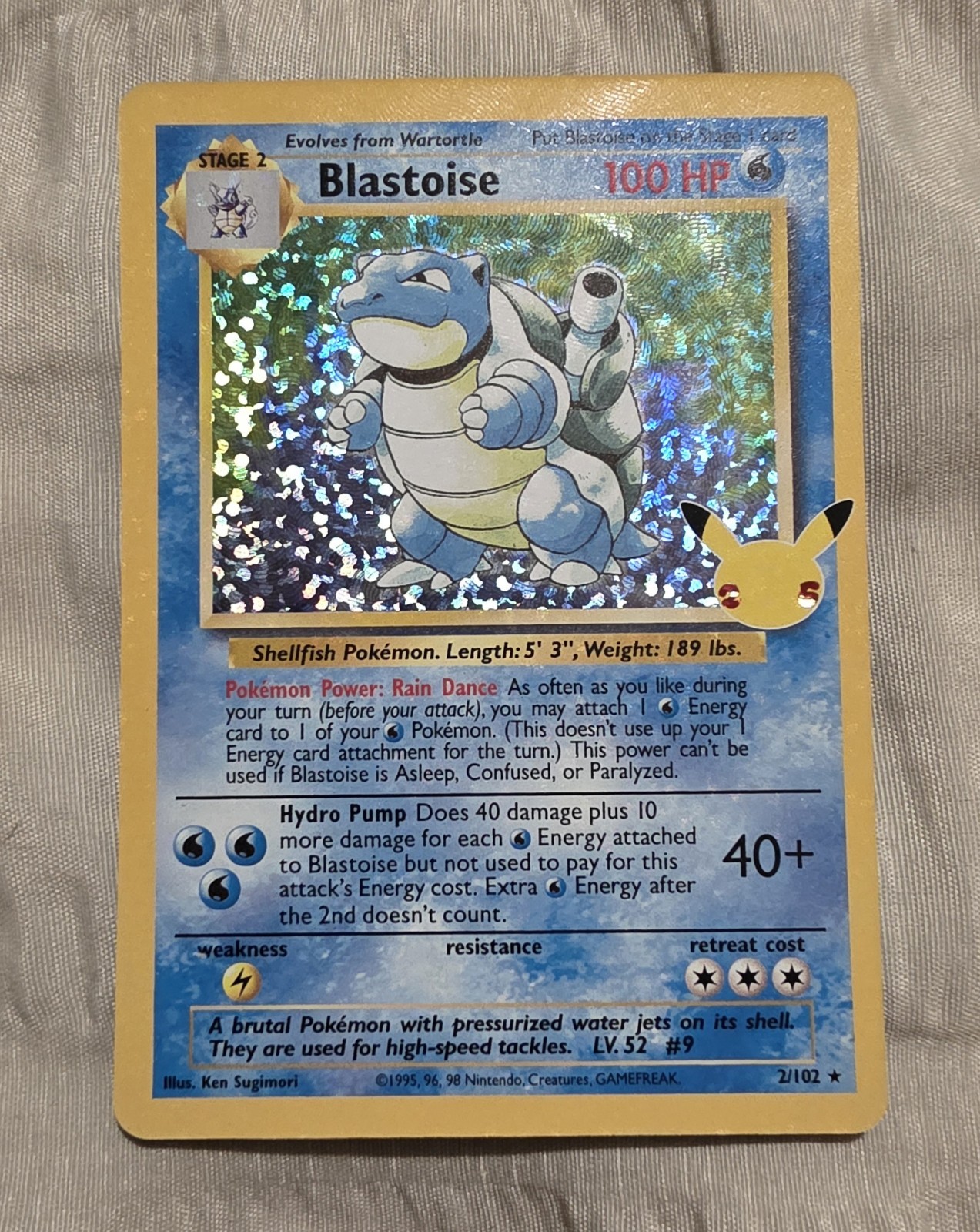 Pokemon TCG 25th Celebrations Classic Collection Blastoise 2/102 NM