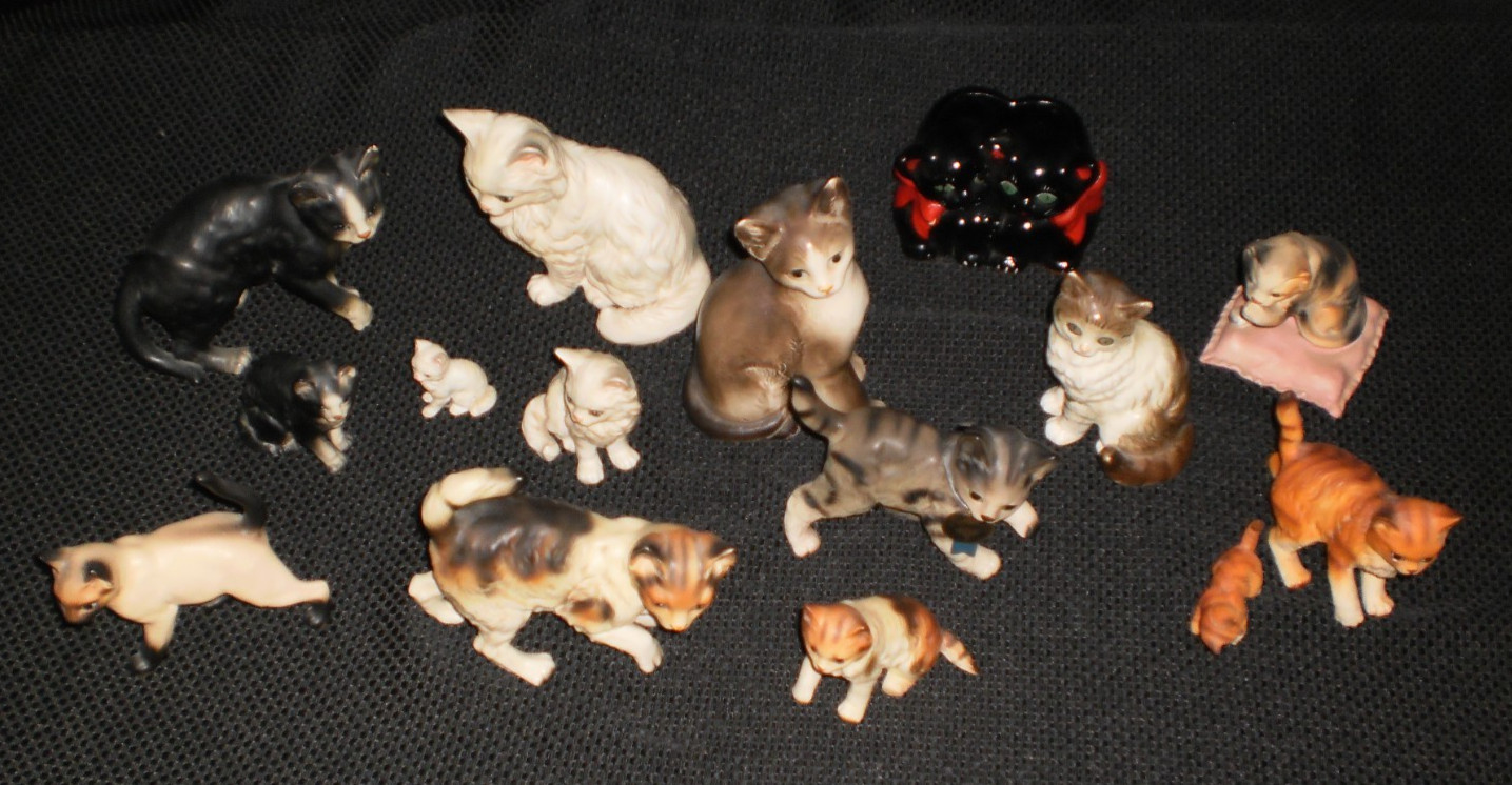 15 Vintage Cat & Kitten Figurines Napcoware, Nippon, Norleans, Lefton + View 15 Vintage Cat & Kitten Figurines Napcoware, Nippon, Norleans, Lefton + View