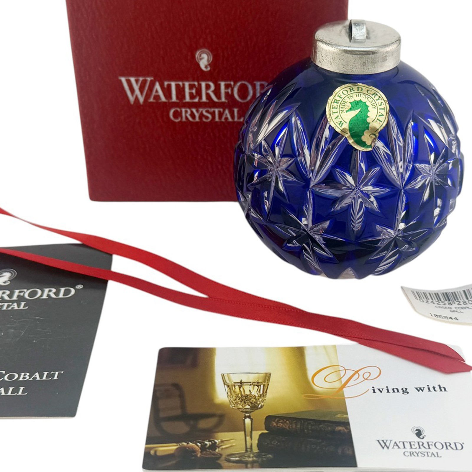 Waterford Crystal 2000 / 2001 Cobalt Blue Cased Annual Ball Ornament Hungary MIB