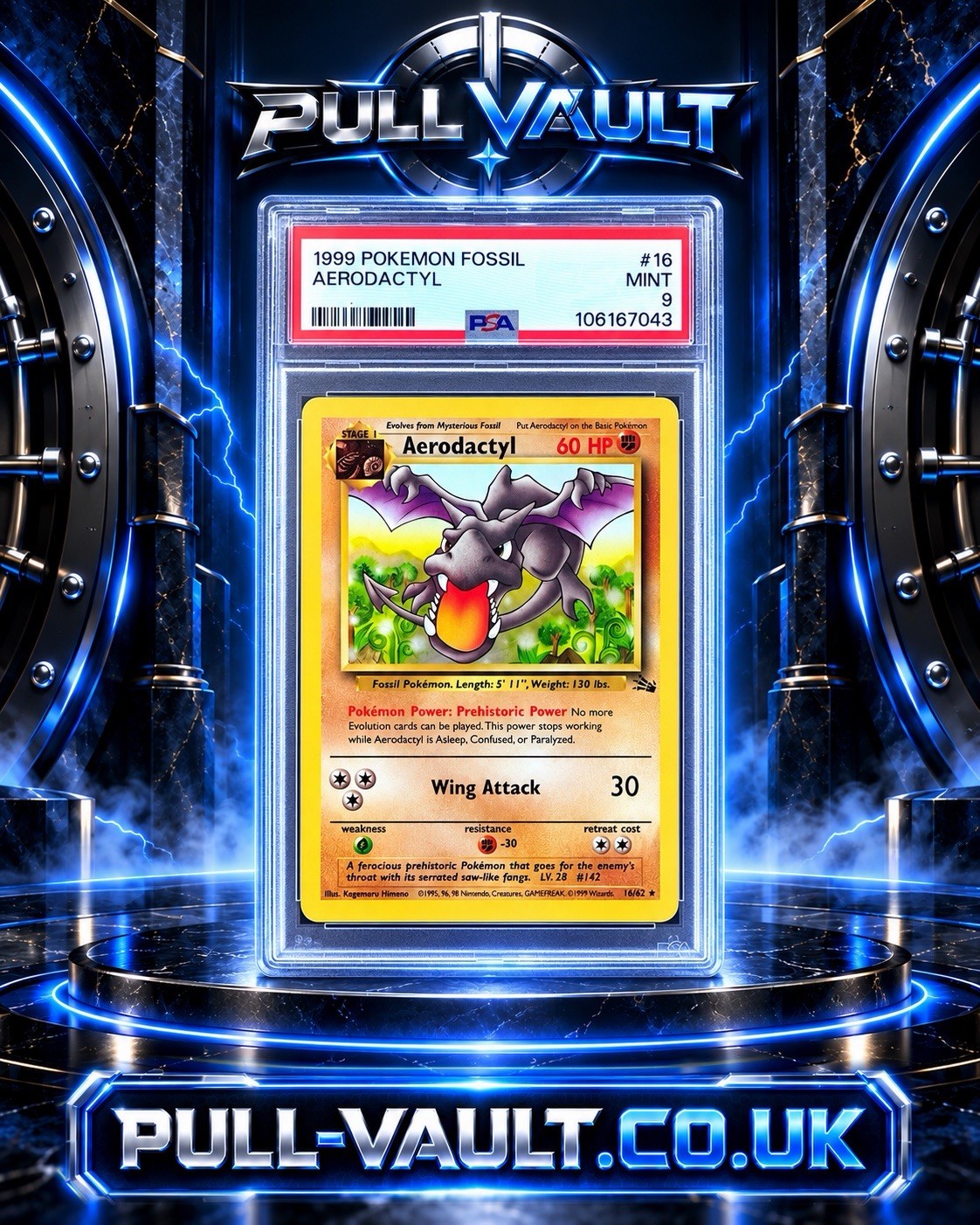 Aerodactyl 16/62 - PSA 9 - 1999 Pokémon Fossil Vintage - Non Holo Aerodactyl 16/62 - PSA 9 - 1999 Pokémon Fossil Vintage - Non Holo
