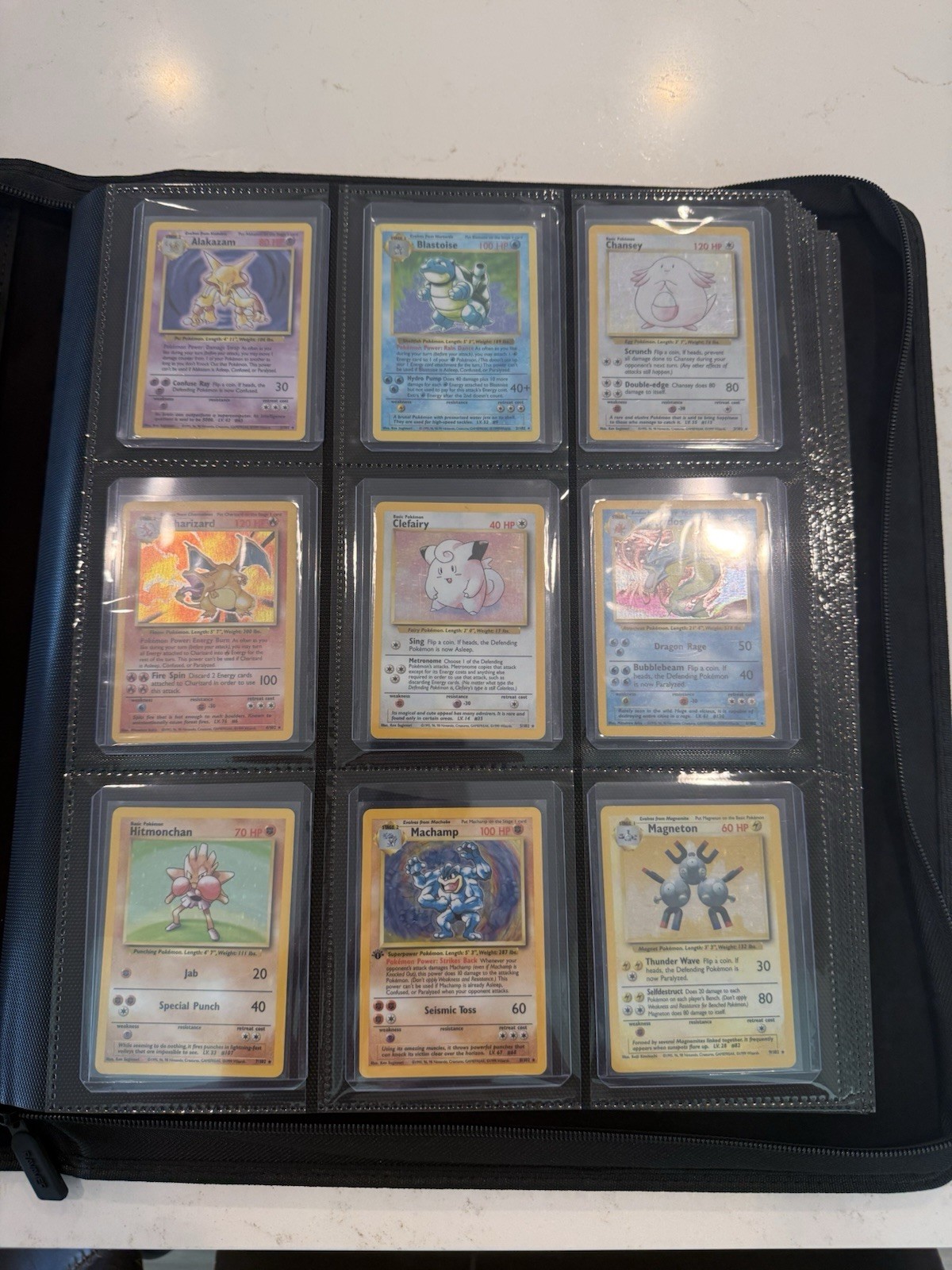 Complete Unlimited Basic Set Pokemon 102 Cards With Hard Card Binder