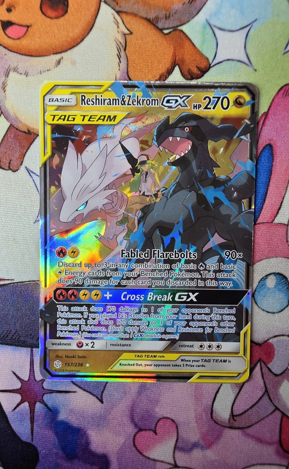 Pokemon TCG Reshiram & Zekrom GX Holo Card 157/236 Sm-Cosmic Eclipse NM Pokemon TCG Reshiram & Zekrom GX Holo Card 157/236 Sm-Cosmic Eclipse NM