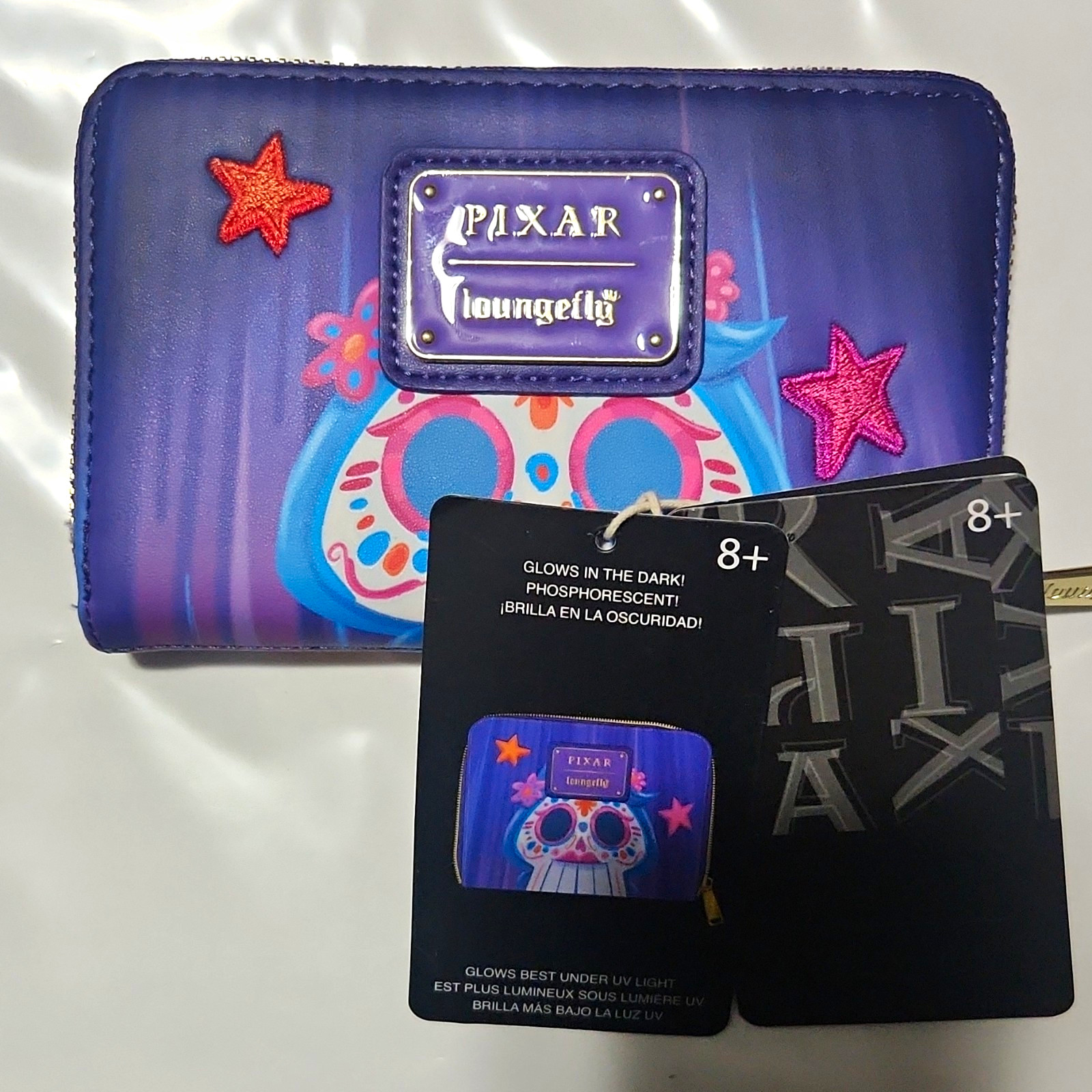 Loungefly Disney Pixar Coco Purple Glow in the Dark Zip Around Wallet 2022