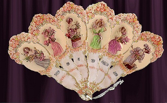 VICTORIAN Vintage 6 LADIES HAND FAN greeting card WOW VICTORIAN Vintage 6 LADIES HAND FAN greeting card WOW