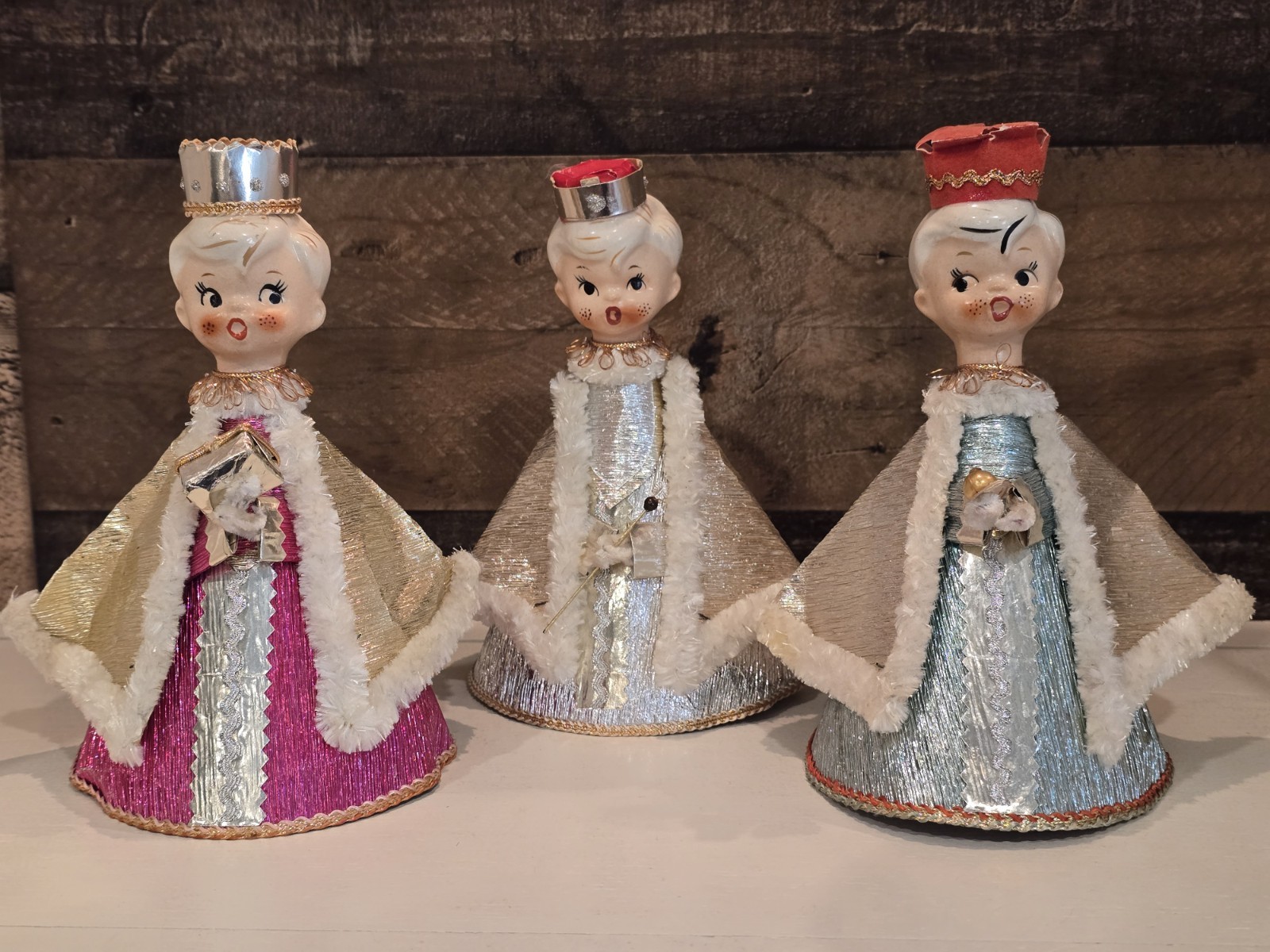 Vintage Holt Howard Japan Christmas Set of 3 Ceramic Wise Men Figurines HTF