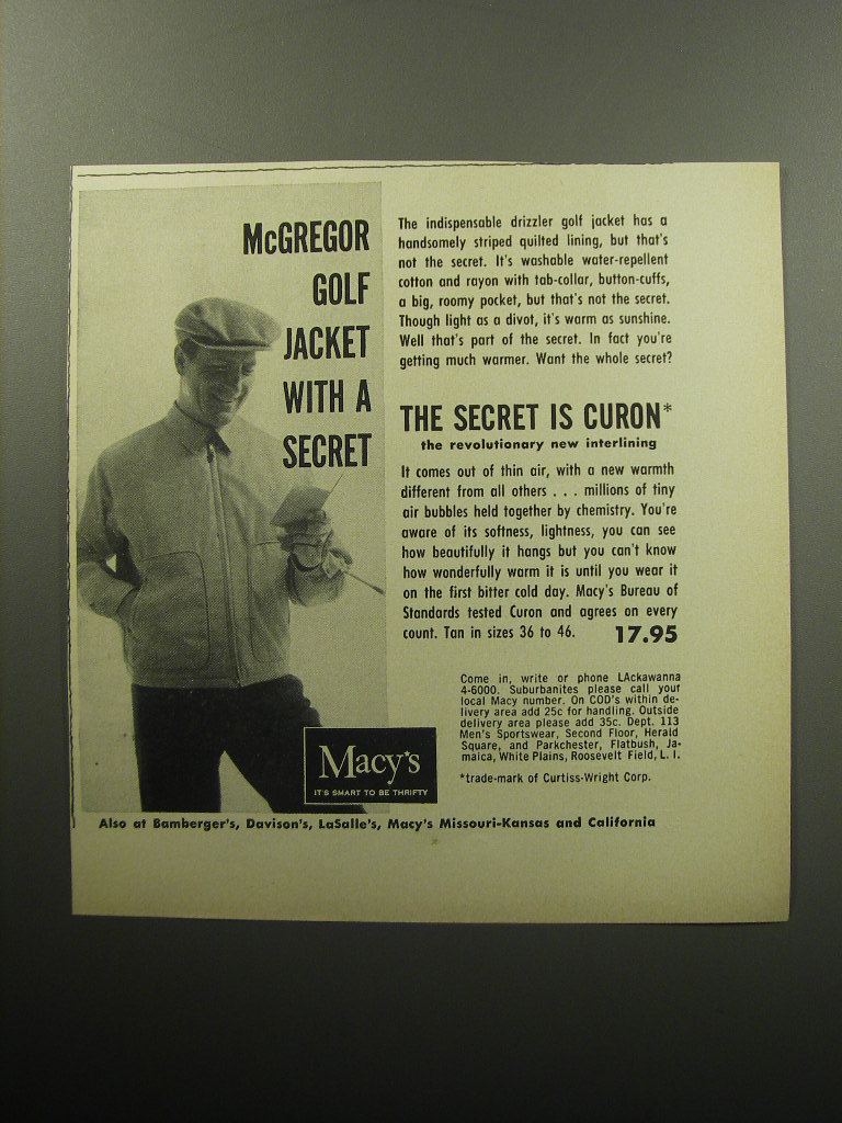 1957 Macy\'s McGregor Golf Jacket Advertisement