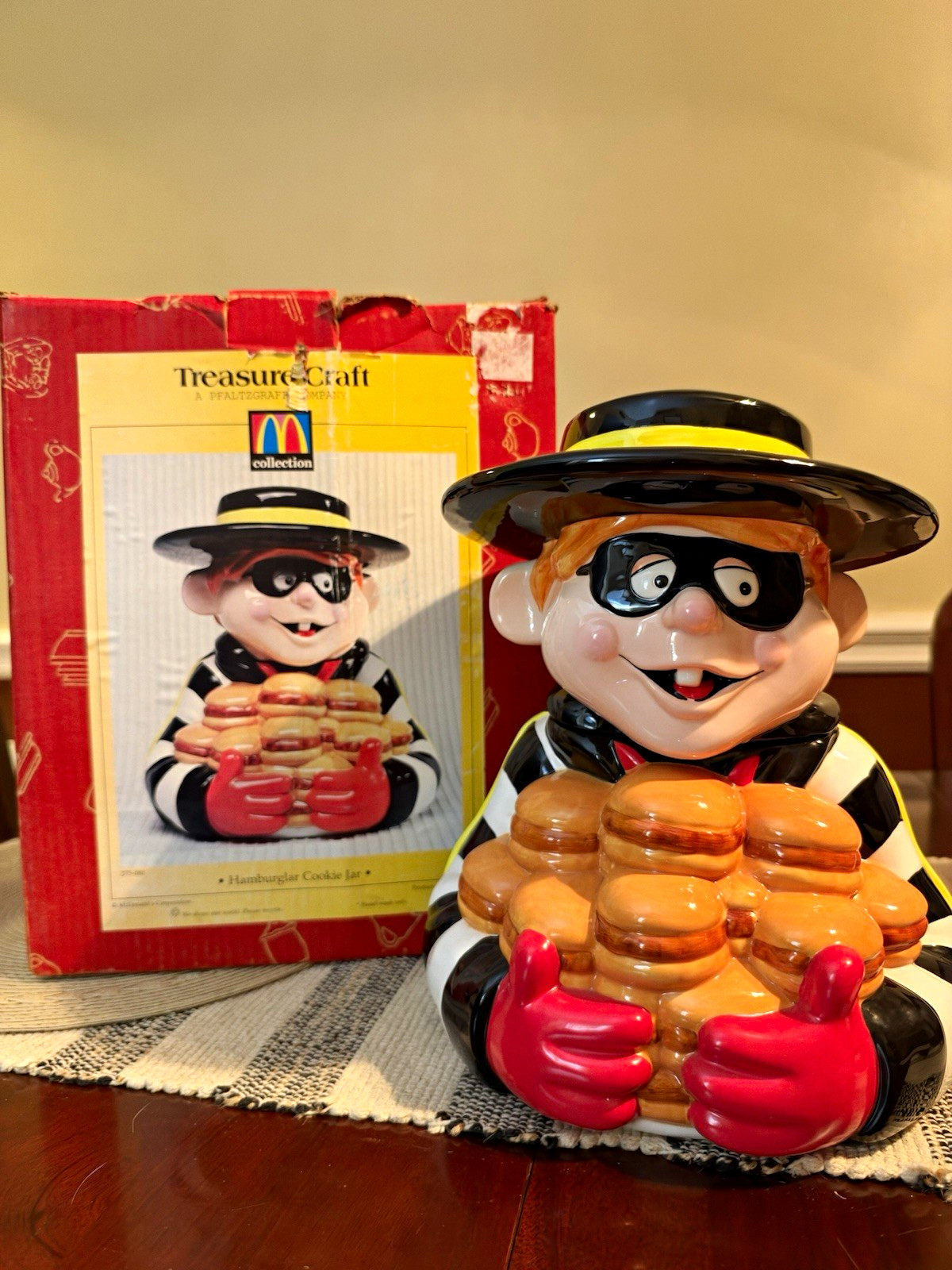 Vintage 1997 McDonald\'s Treasure Craft Hamburglar Cookie Jar w/Box