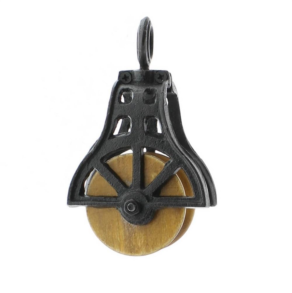 HomArt Market Cast Iron and Wood Pulley - Antique Black HomArt Market Cast Iron and Wood Pulley - Antique Black