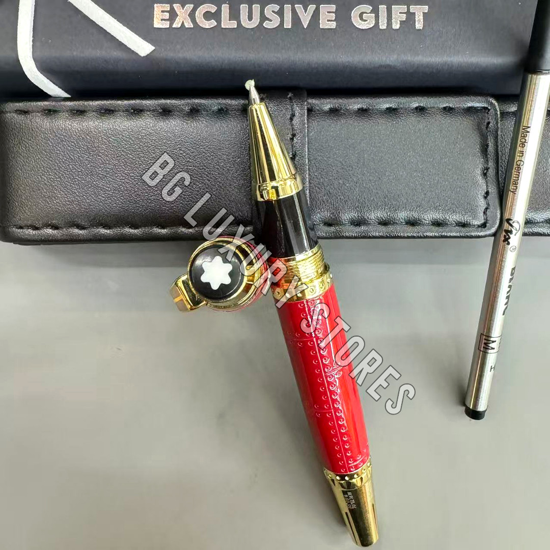 MONTBLANC Red Lacquer Gold Trim Rollerball Pen Luxury Writing Gift Rare MONTBLANC Red Lacquer Gold Trim Rollerball Pen Luxury Writing Gift Rare