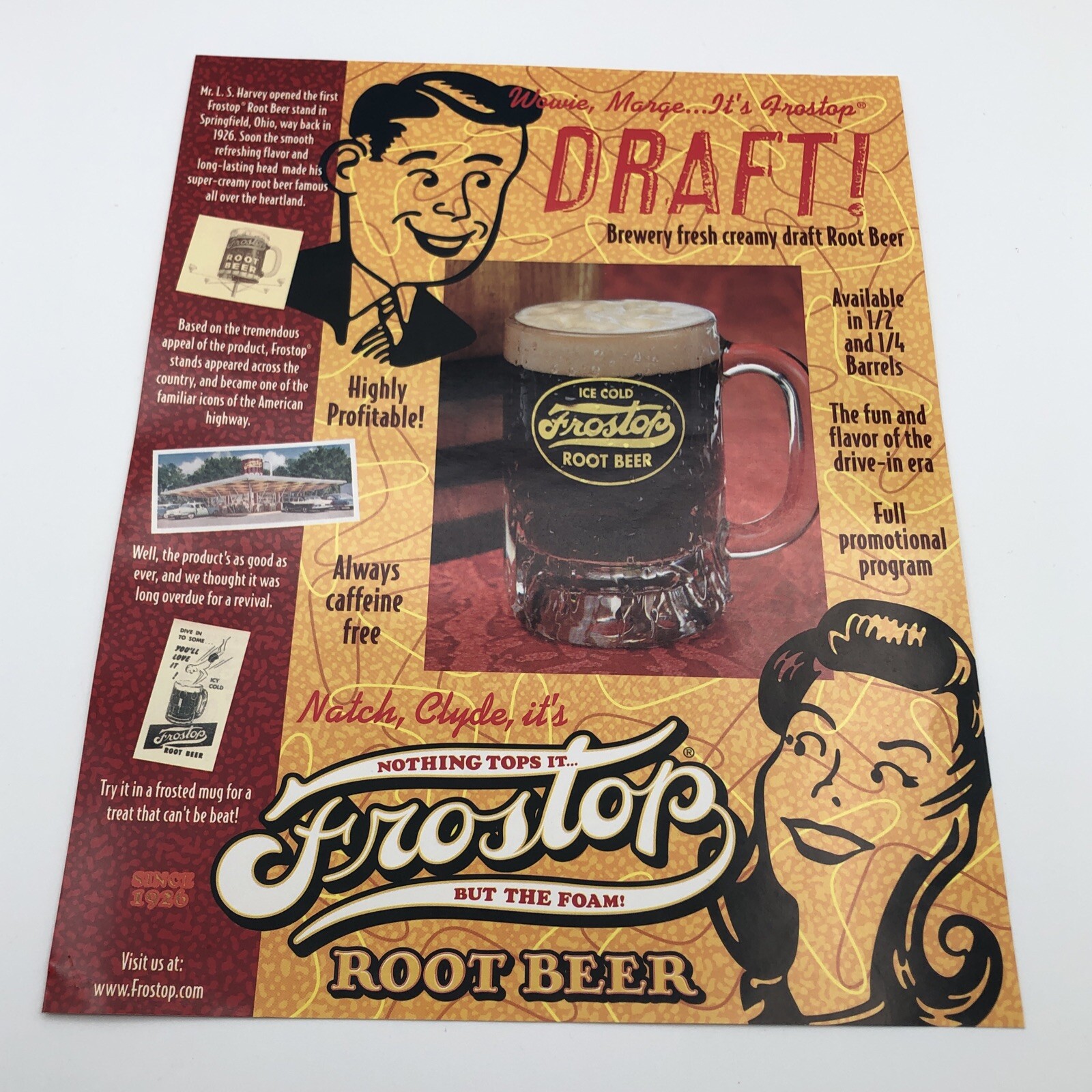 Vintage Frostop Root Beer Paper Advertising Sign Vintage Frostop Root Beer Paper Advertising Sign
