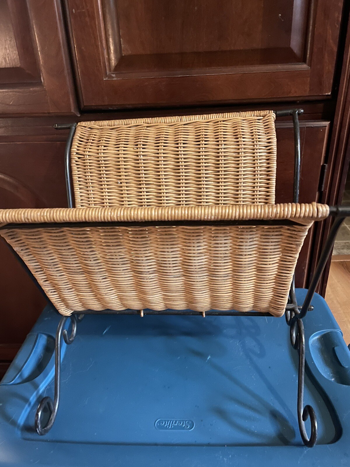 Vintage Magazine Rack Retro 70’s Rattan/metal 13” Tall/Long Grannychic MCM