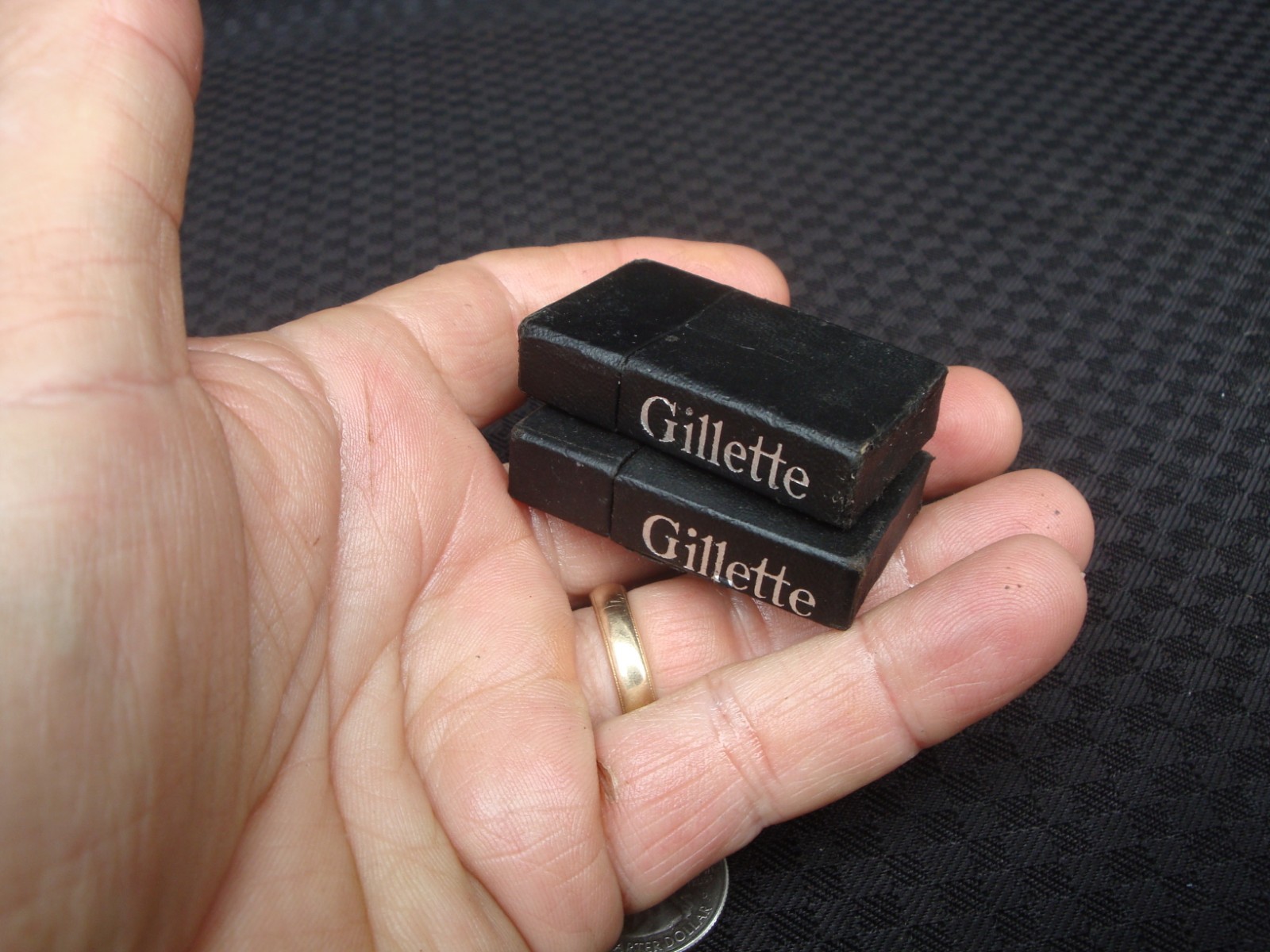 Antique 1906 Gillette Black Cardboard Razor Banks