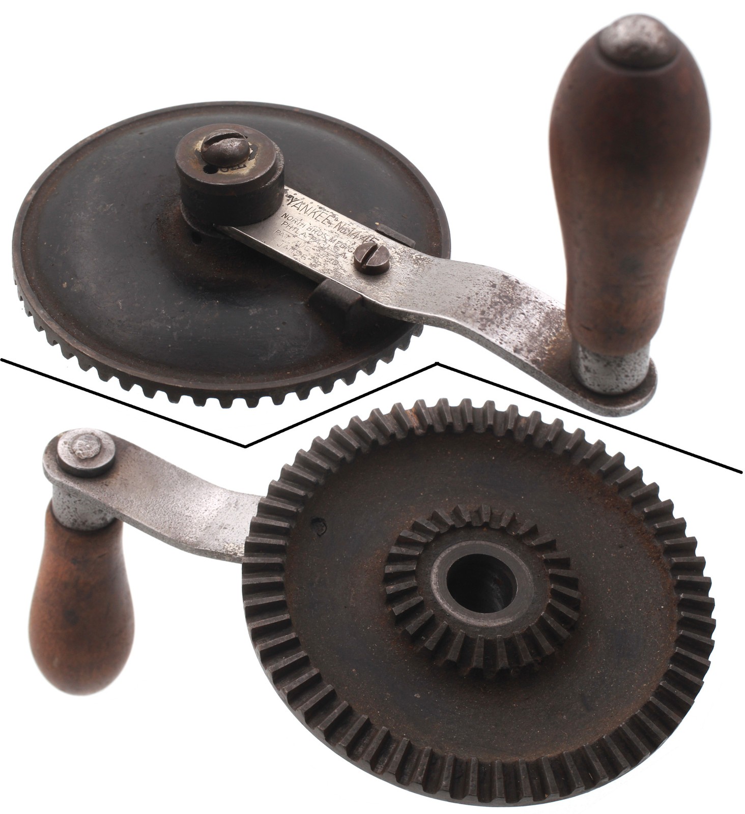 Orig. Handle & Gear Wheel for North Bros. No. 1446 Hand Drill - mjdtoolparts