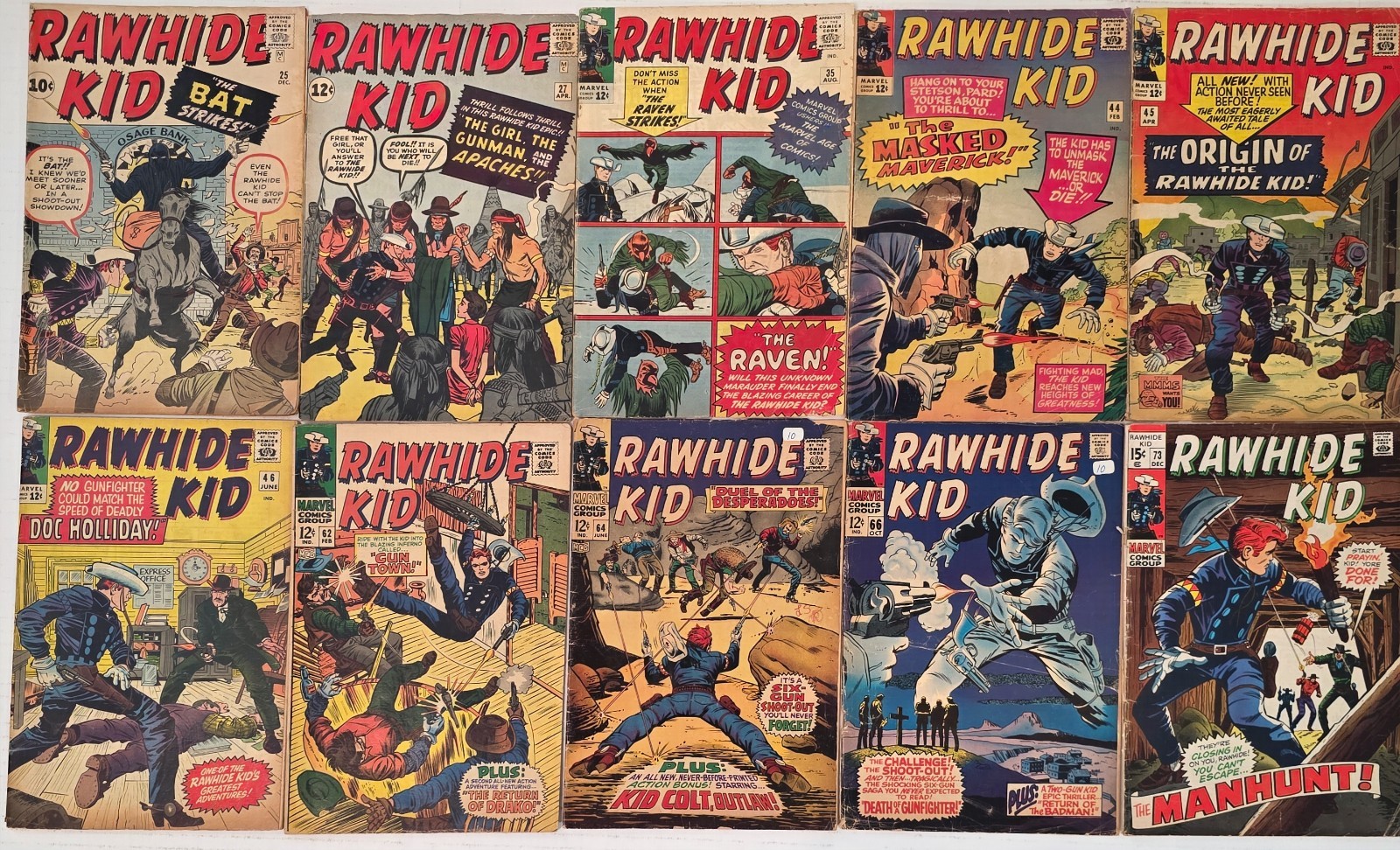 RAWHIDE KID Silver Age Lot (10) #25-74* FN VG 1962 Stan Lee, Don Heck 