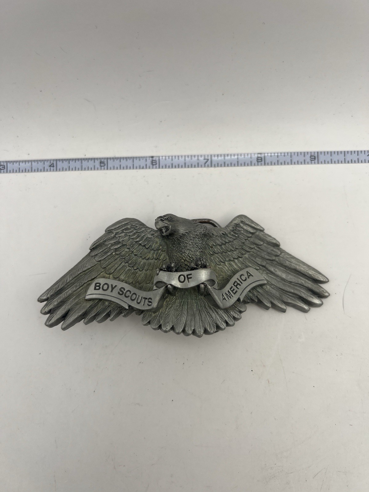 Vintage 2000 BSA Boy Scouts Eagle Belt Buckle Solid Fine Pewter 5in