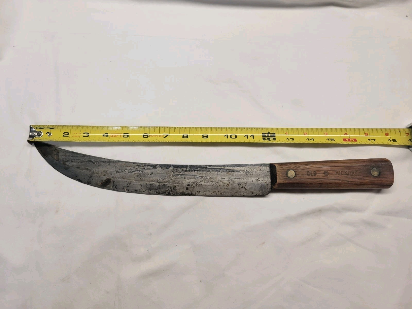 VINTAGE OLD HICKORY1843 SHAPLEIGH\'S HAMMER FORGED BUTCHER KNIFE 12\