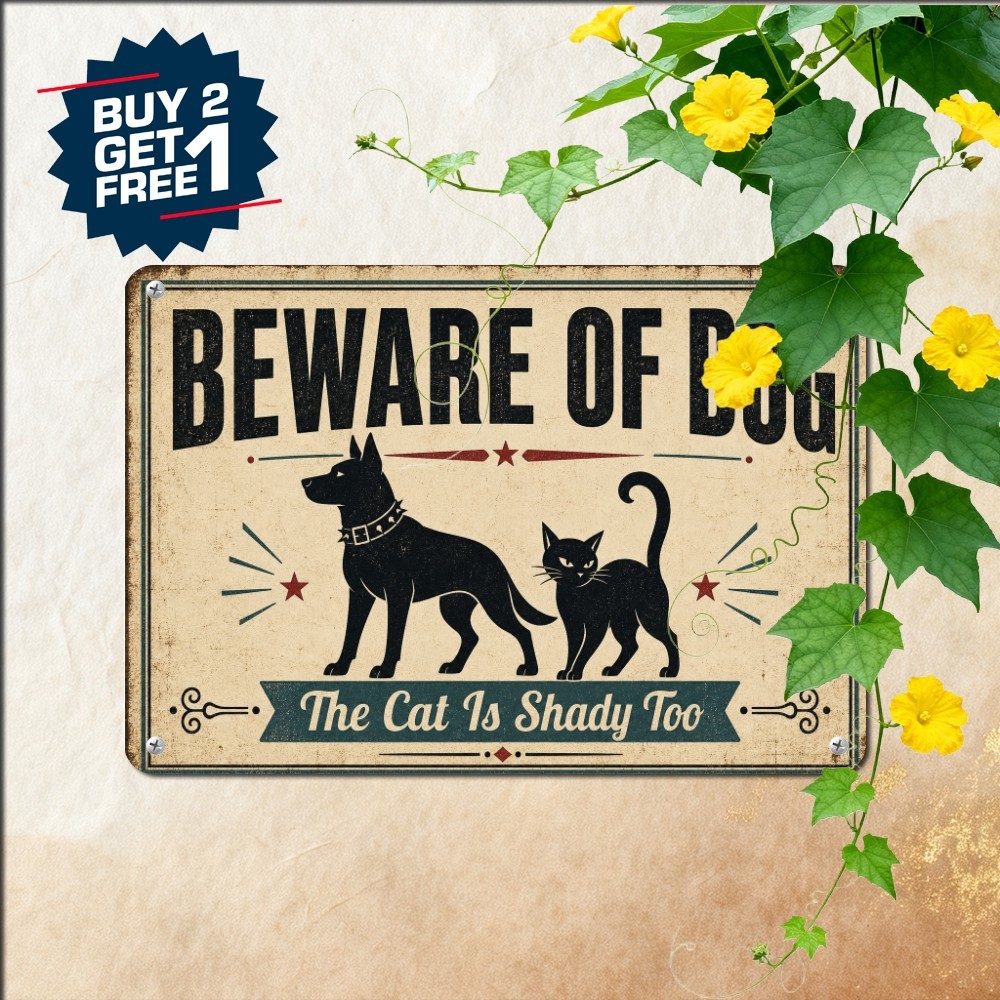 Beware Guard Dog Humor Sign Heavy Duty Funny Yard Property Metal Decor 8x12