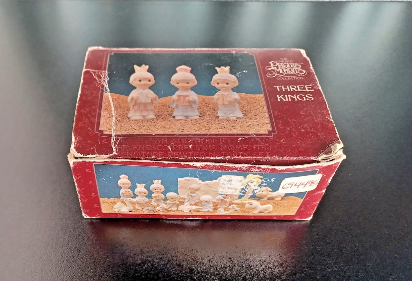 Vintage 1989 Precious Moments Three Kings Miniature Pewter Nativity 694495 CIB Vintage 1989 Precious Moments Three Kings Miniature Pewter Nativity 694495 CIB