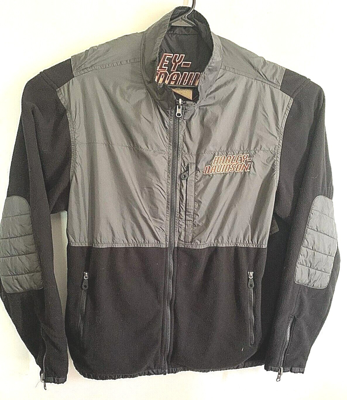 Harley Davidson Men 2X Reversible Windbreaker Fleece Jacket Black Pockets