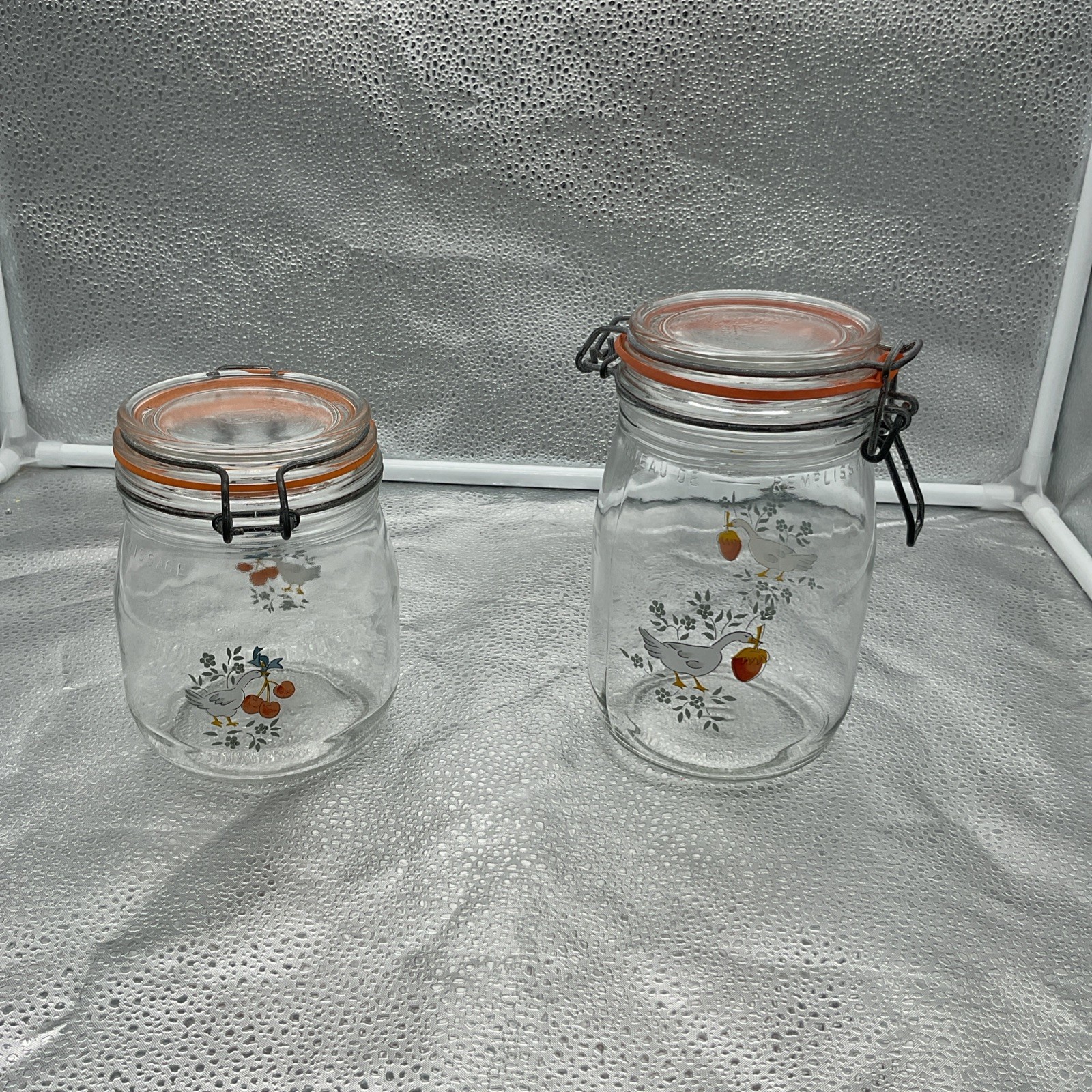 2 Vintage ARC France Niveau DeRemplissage Goose Duck Glass Canister Jar 3/4 L 1L 2 Vintage ARC France Niveau DeRemplissage Goose Duck Glass Canister Jar 3/4 L 1L