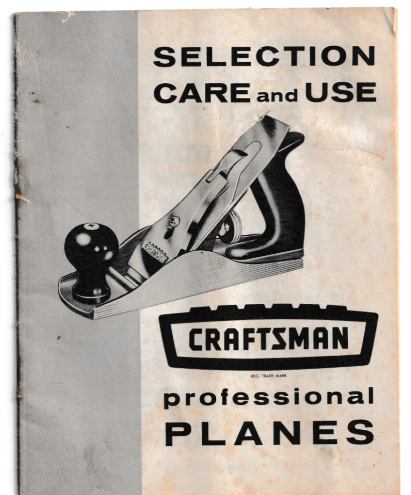 CRAFTSMAN PROFESSIONAL PLANES SELECTION CARE AND USE 100-4-60 1960 17 pages
