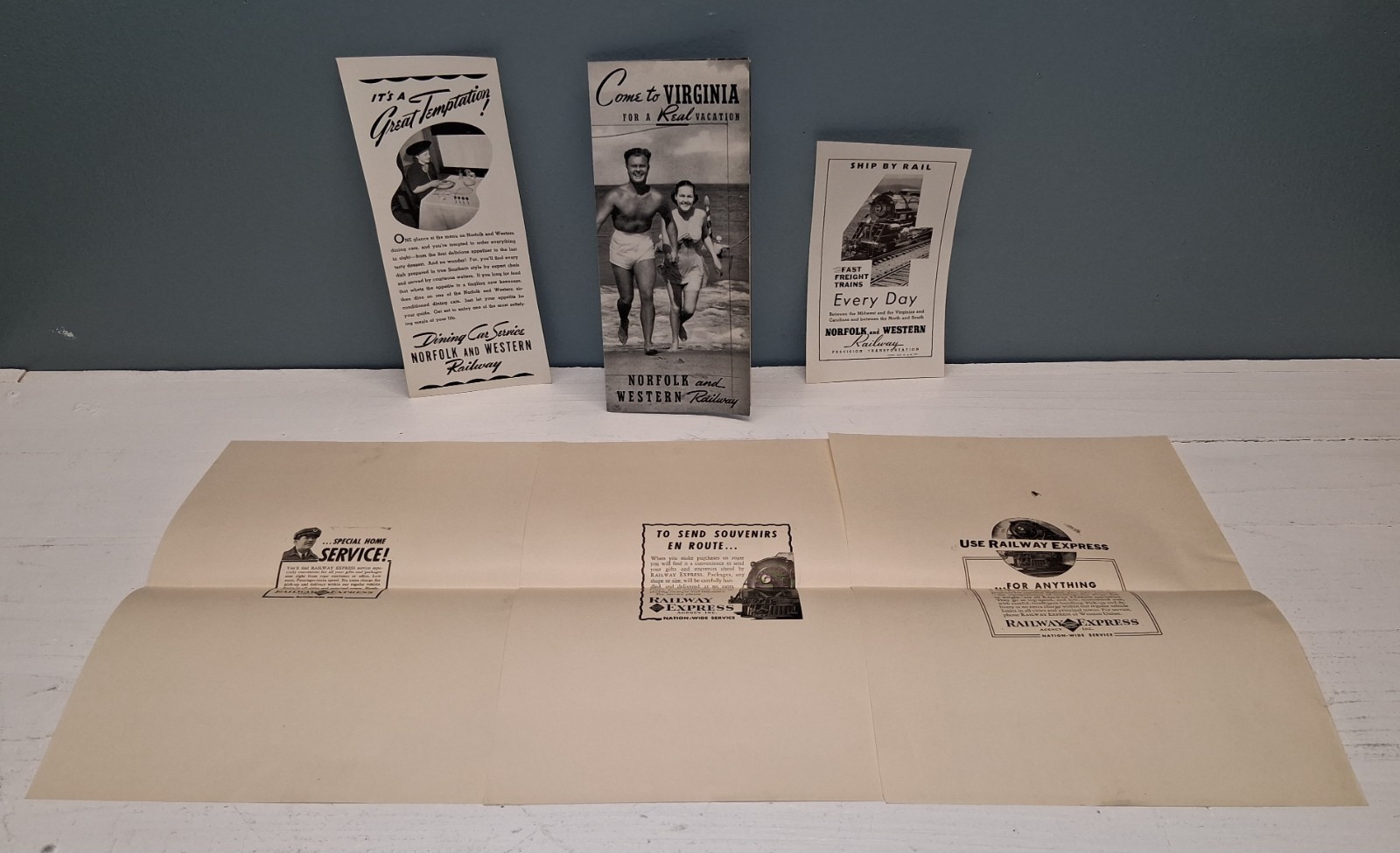 Vintage N&W Norfolk & Western Ads/Ad Proofs/Pamphlet Proofs Lot Railway Express