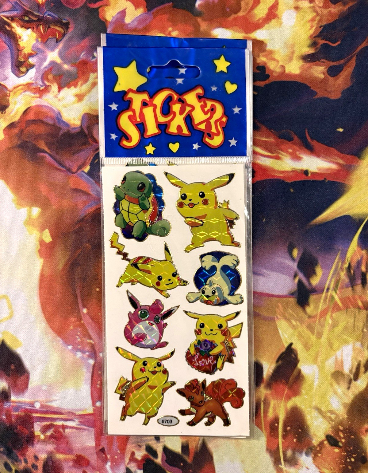 Vintage Pokémon Holographic Sticker Sheet 8pc Pikachu Squirtle Vulpix Vintage Pokémon Holographic Sticker Sheet 8pc Pikachu Squirtle Vulpix