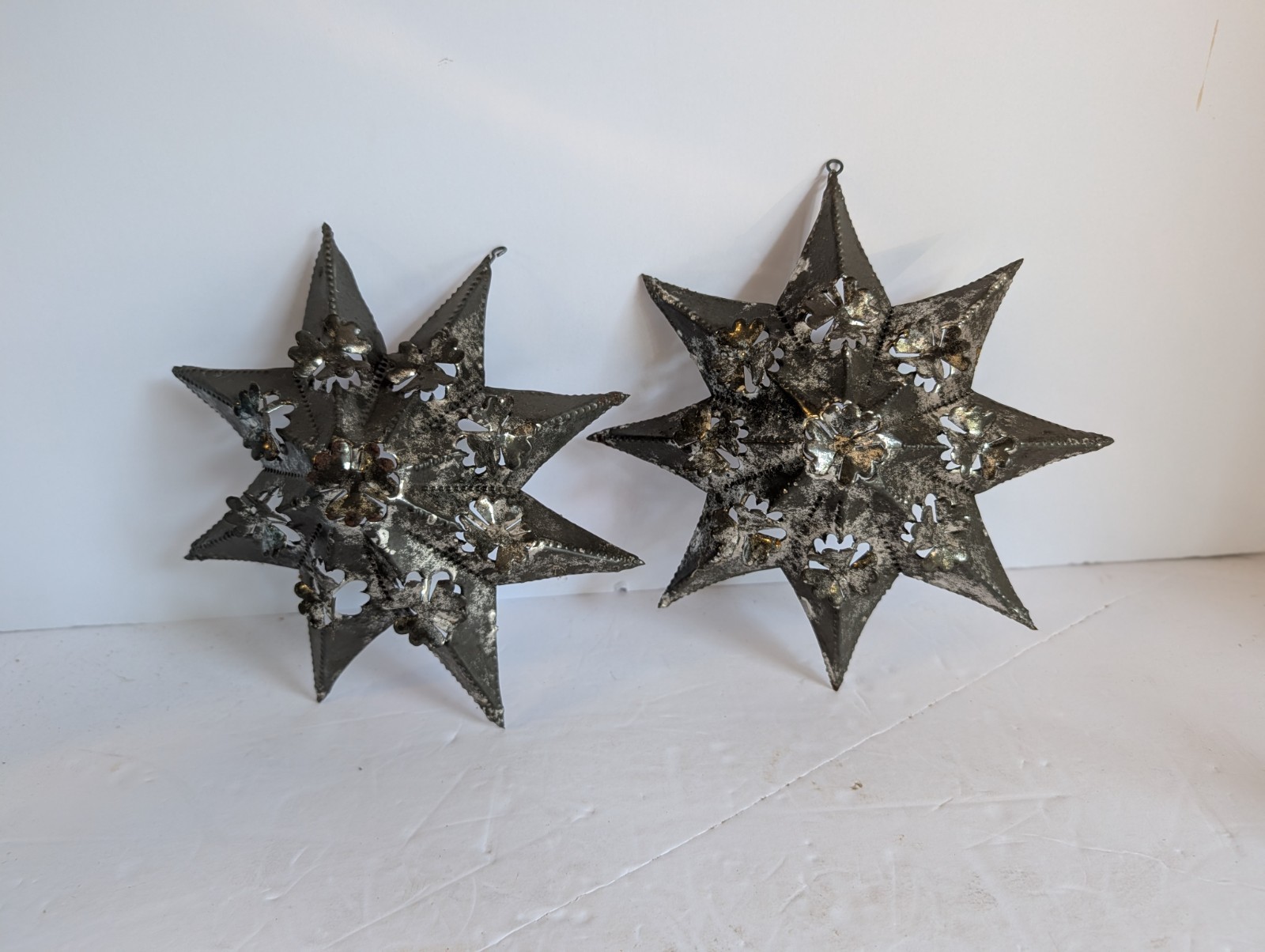 Vintage Punched Tin Christmas Star Ornaments