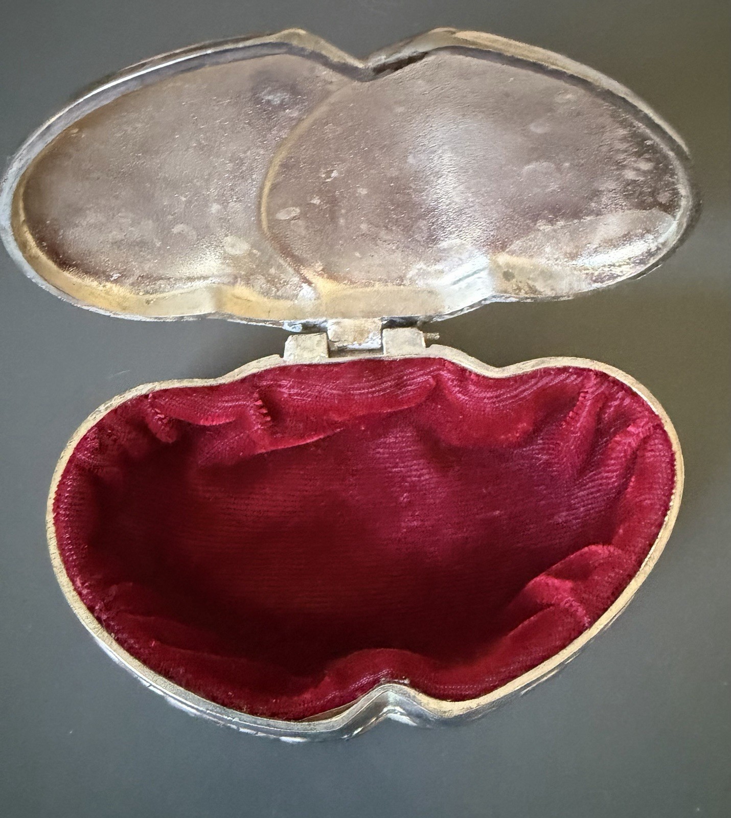 VTG Silver Plated Double Heart Jewelry Trinket Box Lined With Red Velvet VTG Silver Plated Double Heart Jewelry Trinket Box Lined With Red Velvet