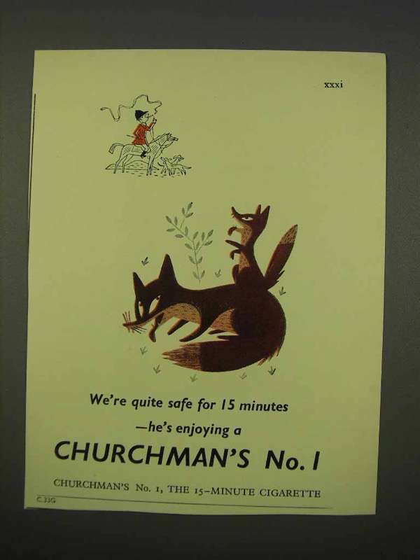 1955 Churchman's No. 1 Cigarette Ad - We're Quite Safe 1955 Churchman's No. 1 Cigarette Ad - We're Quite Safe