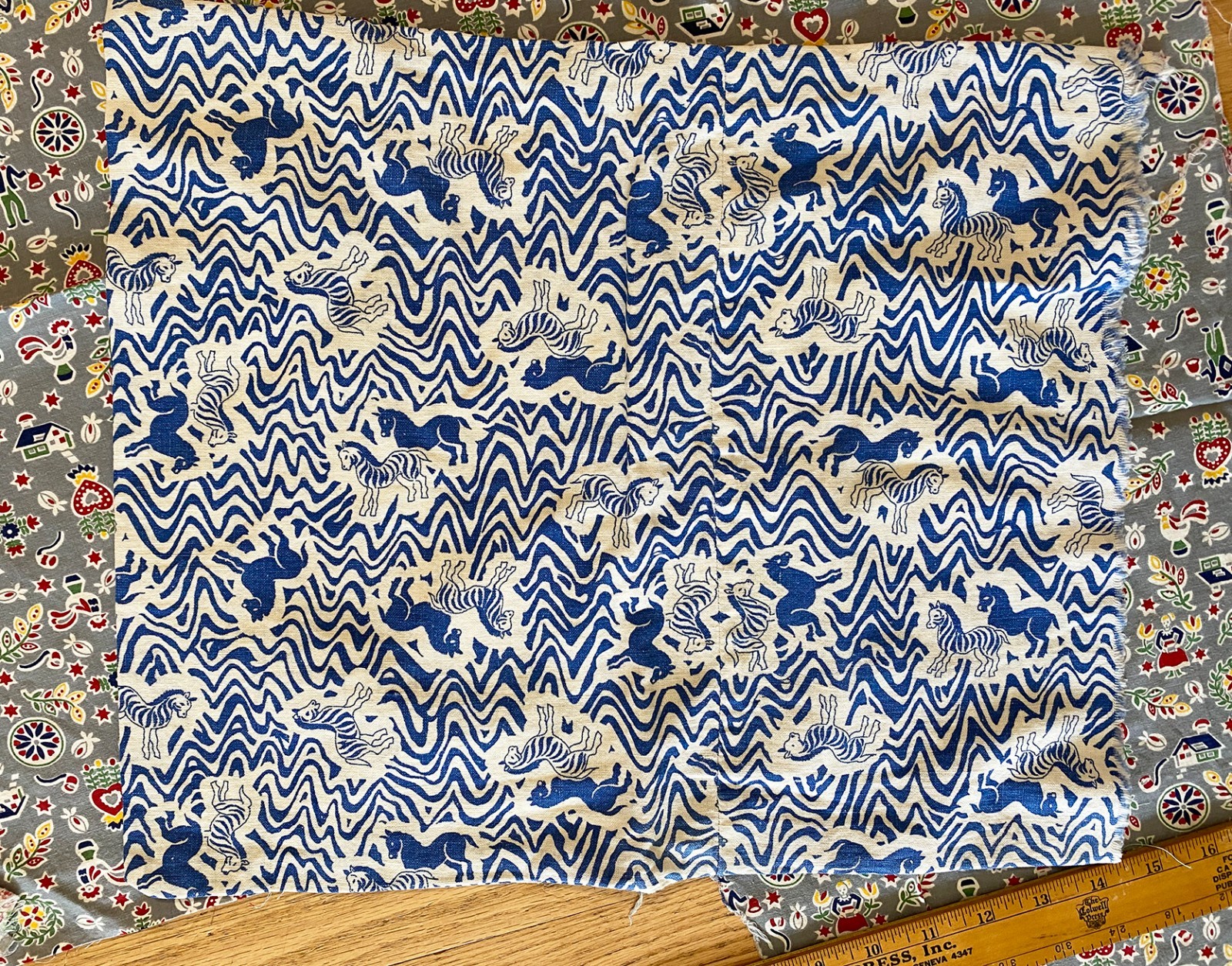 Vintage Zebra Novelty & Cotton Folk Fabric for Quilt
