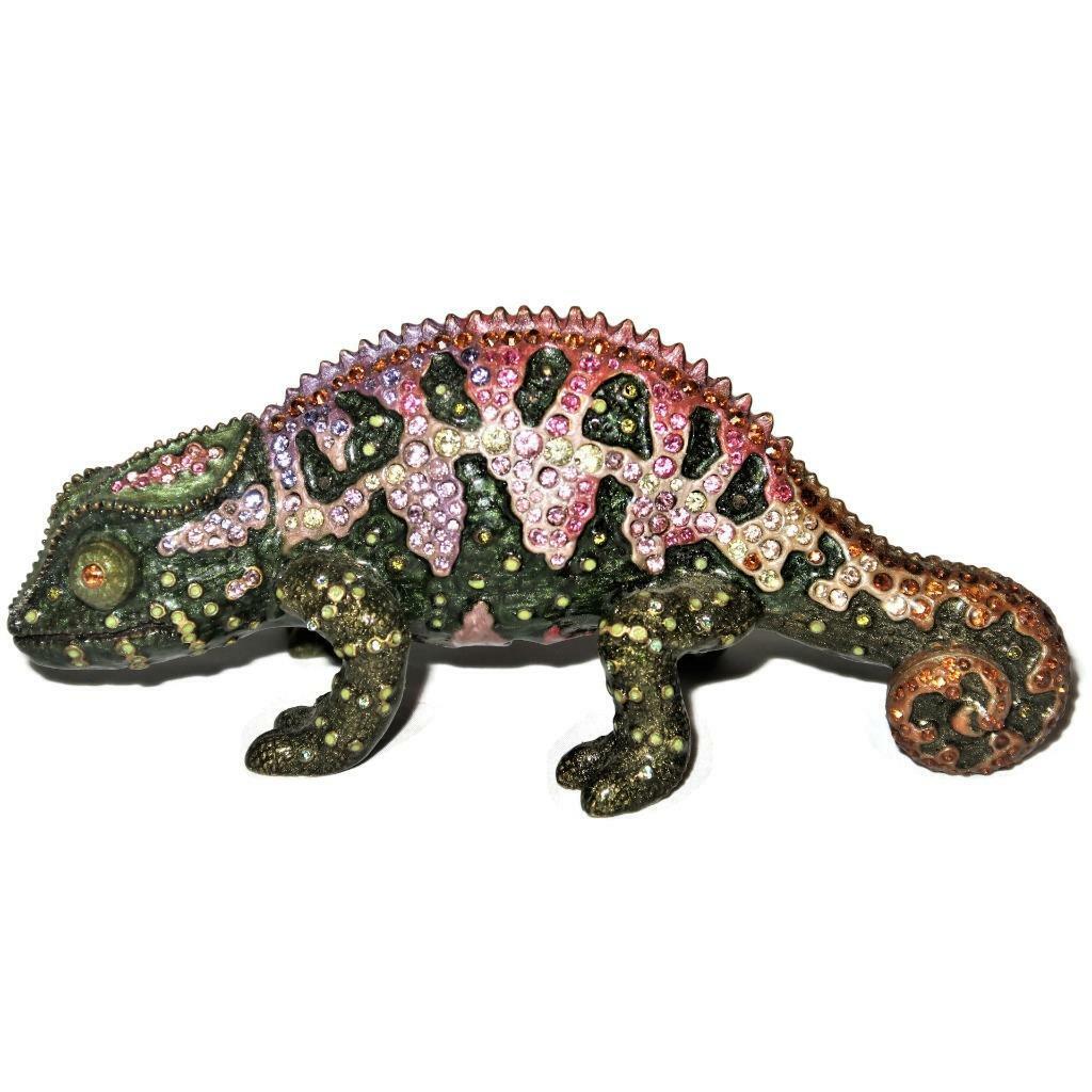 Jay Strongwater Swarovski Jeweled Figurine LOUIE Chameleon Lizard 6\
