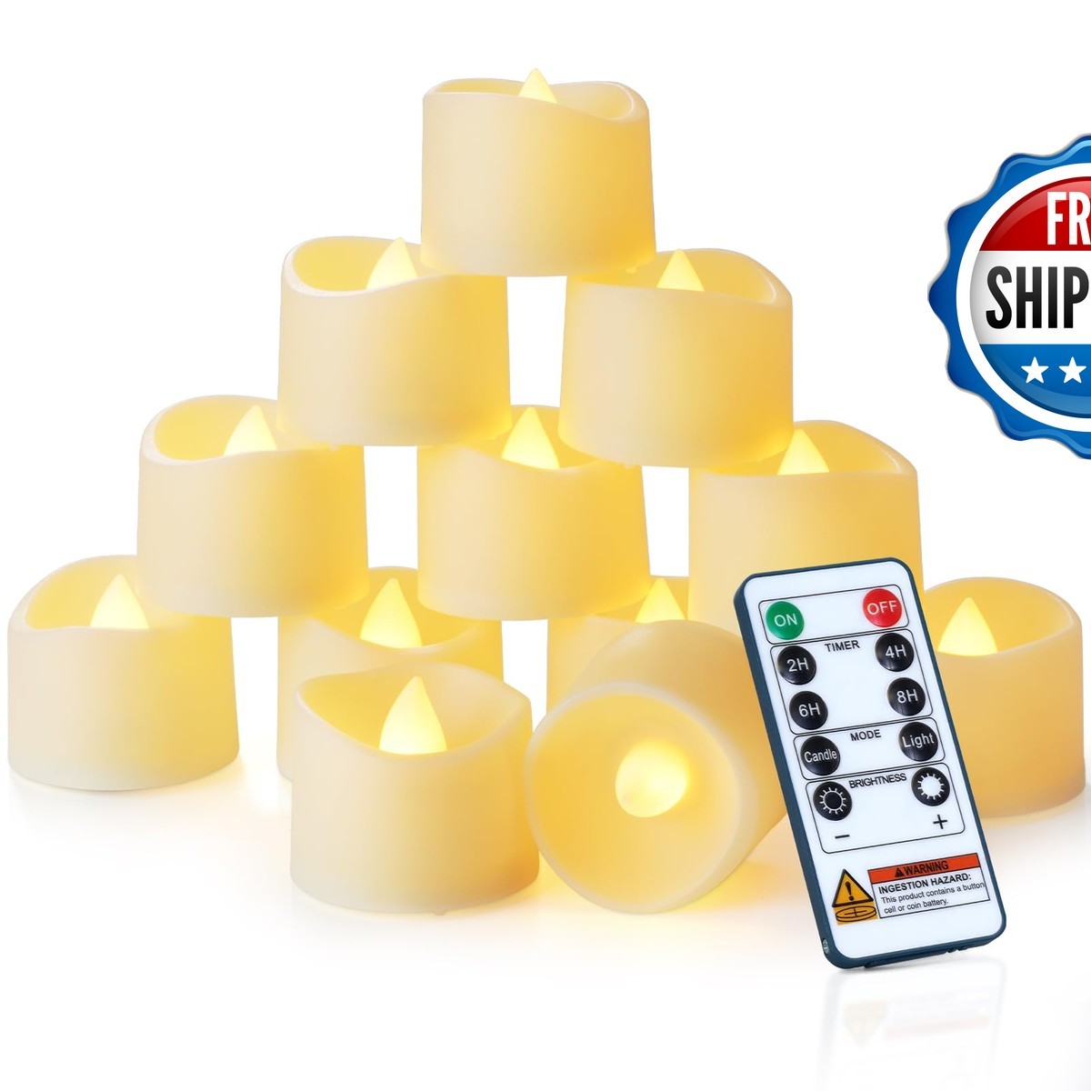 Homemory 12-Pack Remote Flameless LED Battery Tea Light Candles 400+ Hrs