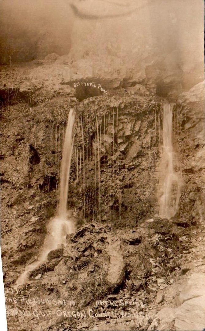 Rppc Grand Gulf Oregon MO Waterfalls Rocky Cliff Grotto Brittons Photo Postcard