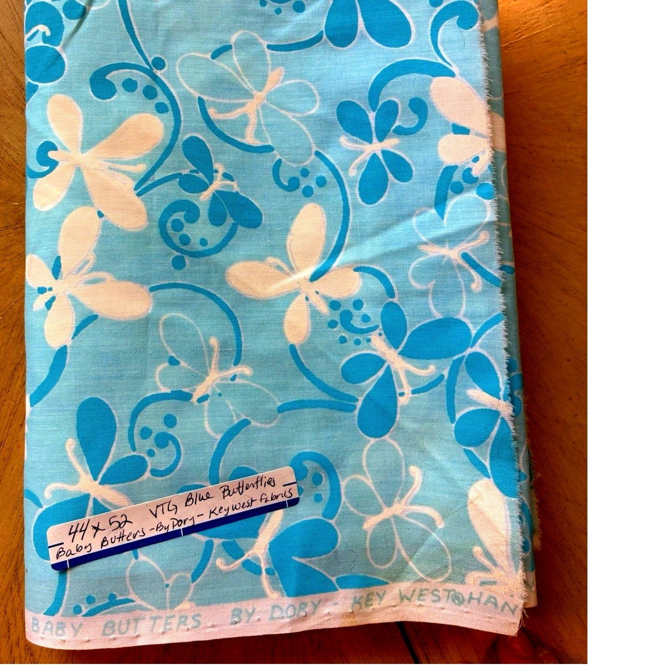 Vtg Key West Blue Butterfly Print Fabric Baby Butters Dory Pulitzer Style 44x52 Vtg Key West Blue Butterfly Print Fabric Baby Butters Dory Pulitzer Style 44x52