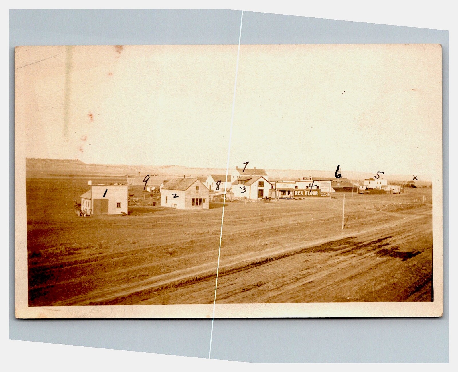 RPPC ~ Worden MT ~Yellowstone County Birdseye ~ Railroad depot in distance