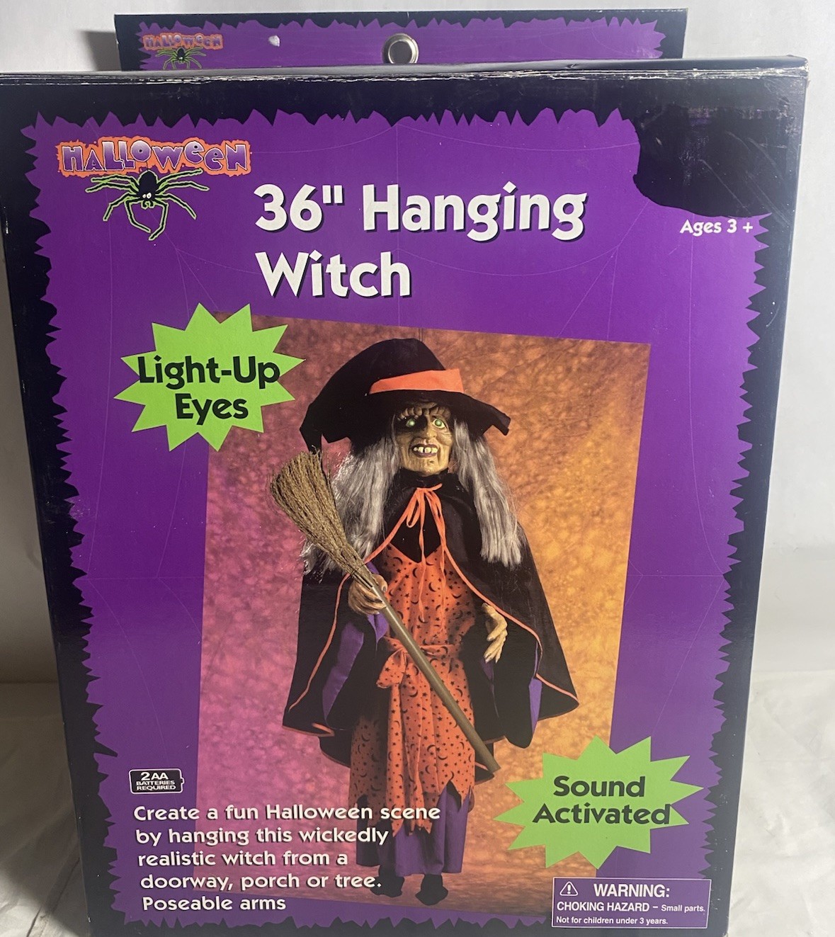 NOS NEW VTG  Halloween Gemmy 2001  36” Hanging Witch Decoration Sound Activated