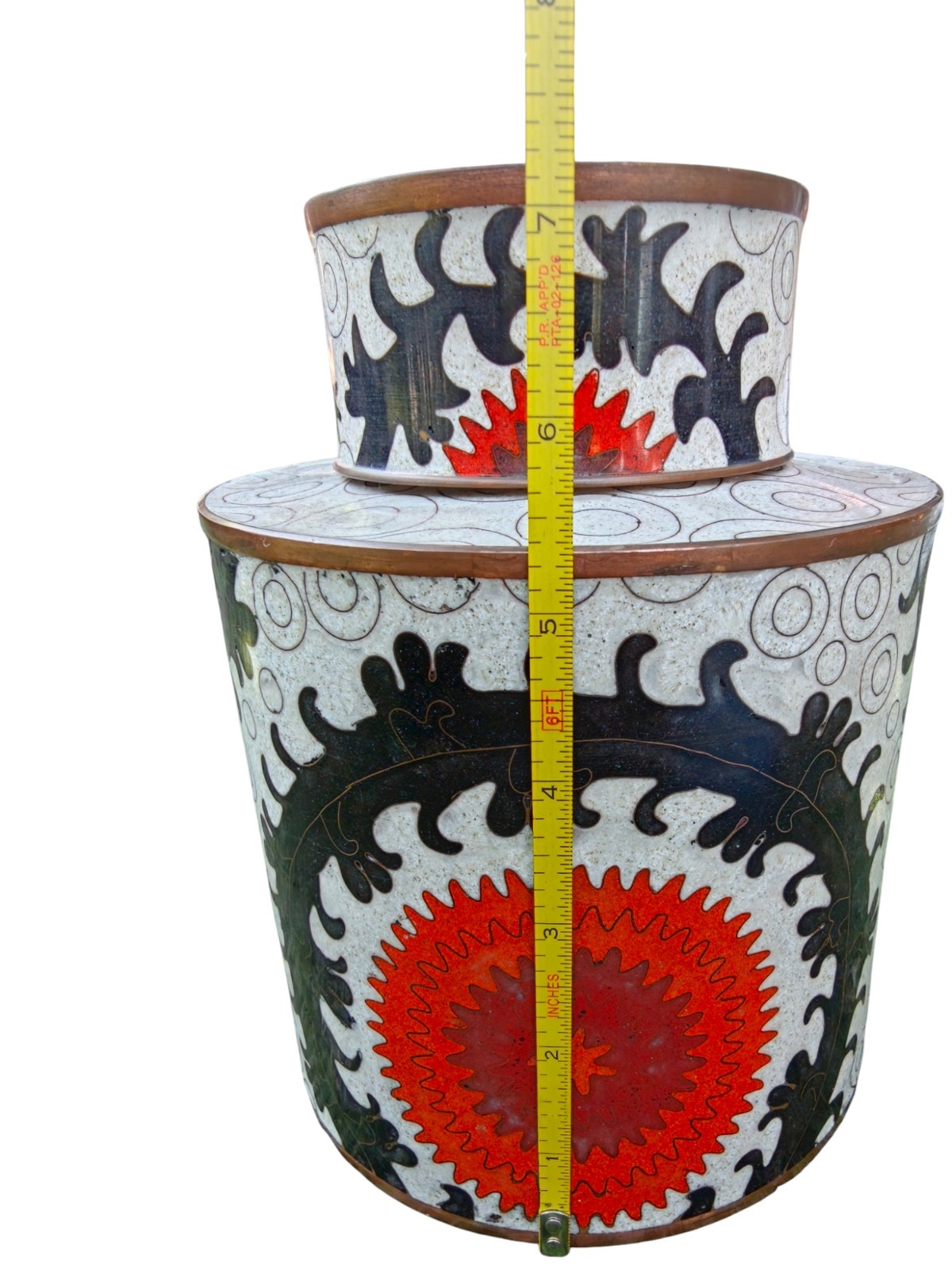 Rare Fabienne Jouvin Paris Enameled Copper Jar / Box with Lid