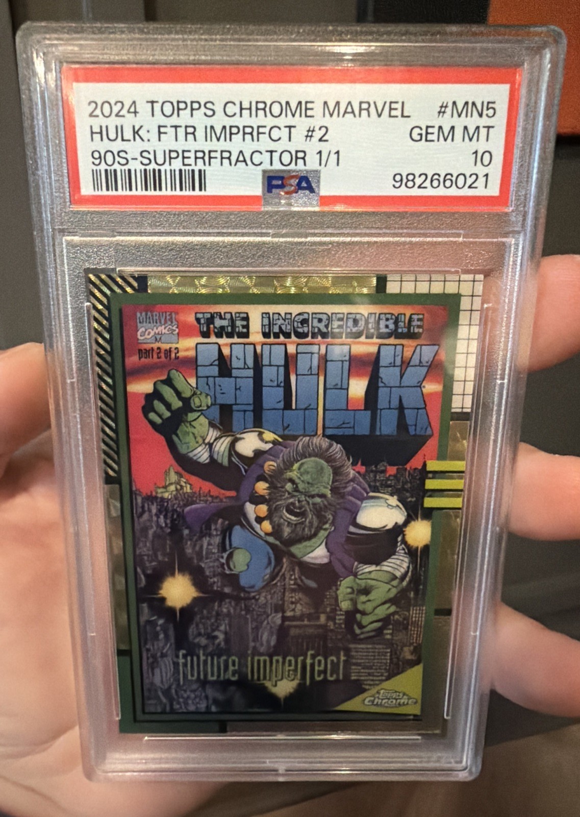 2024 Topps Chrome Marvel 90\'s Hulk: Future Imperfect 1/1 SUPERFRACTOR (PSA 10)