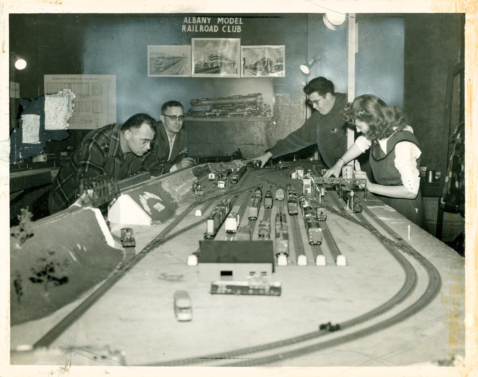 c1950 Albany NY Model Railroad Club Operating Session Photo Train Set Engine USA