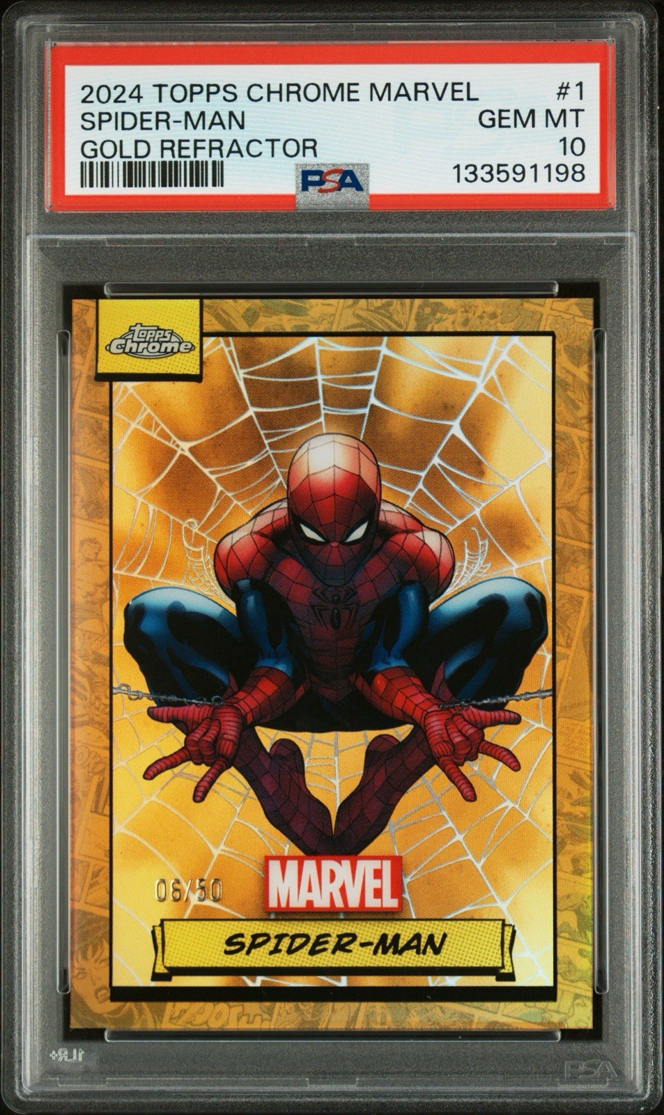 2024 Topps Chrome Marvel Spider-Man Gold Refractor 06/50 PSA 10 #1 Doomsday