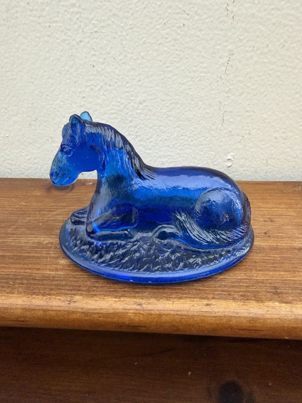Vintage Cobalt Blue Horse On A Nest Cover Topper Only 