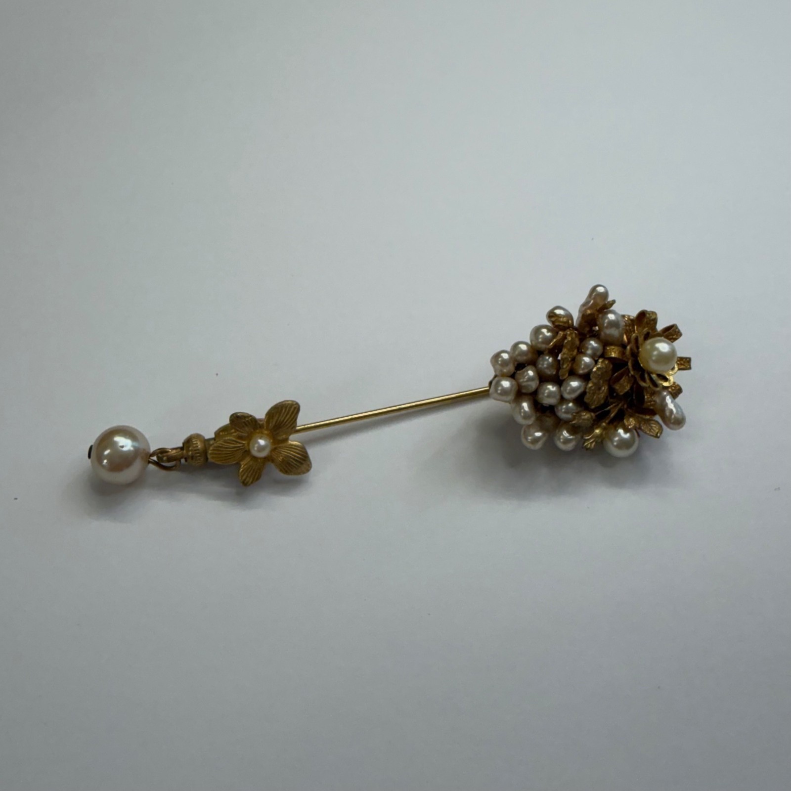 Miriam Haskell gold tone & pearl pin vintage 1940s/50s