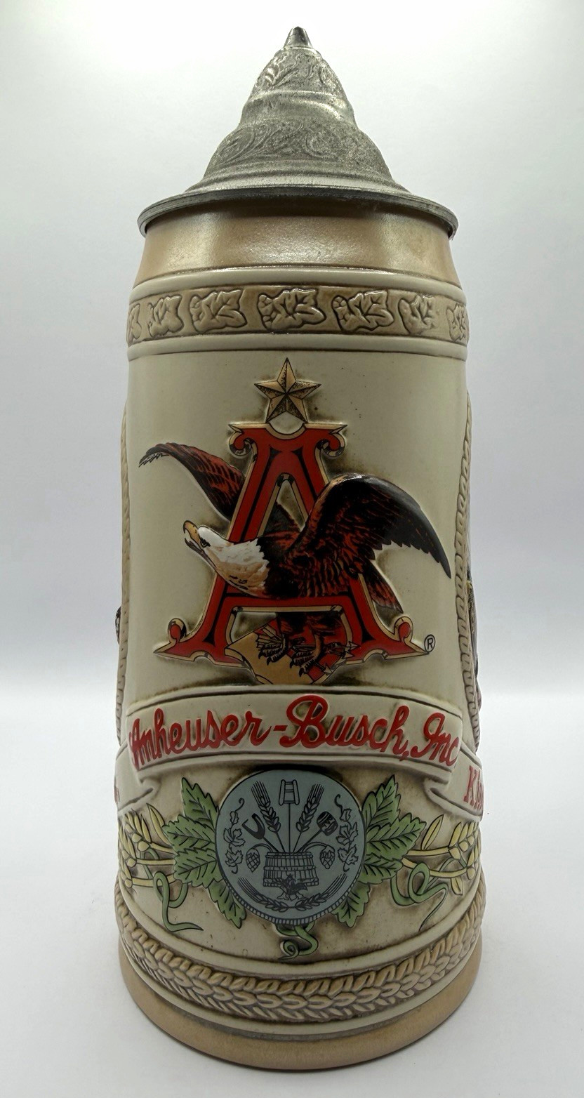 Vintage Budweiser Anheuser-Busch G Series Lidded Stein Ceramarte Brazil