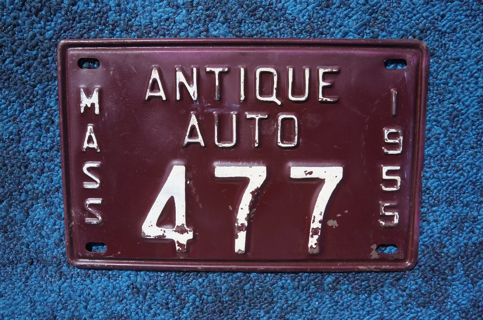 1955 Massachusetts ANTIQUE AUTO License Plate 1955 Massachusetts ANTIQUE AUTO License Plate