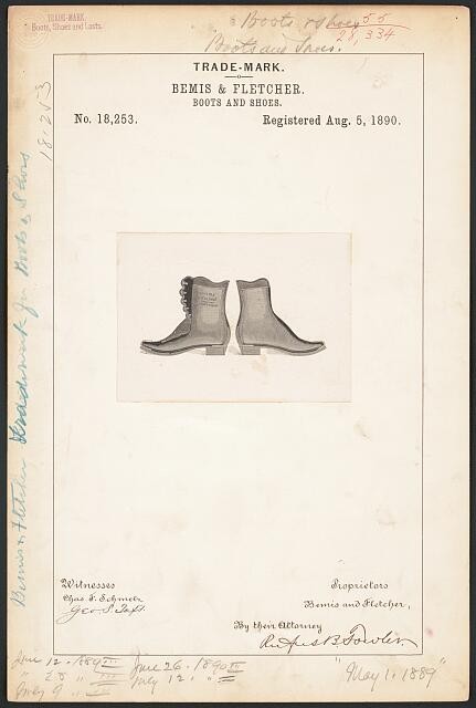 1890 Bemis Fletcher Waverly School Shoe Boots Shoes Trademark Registration