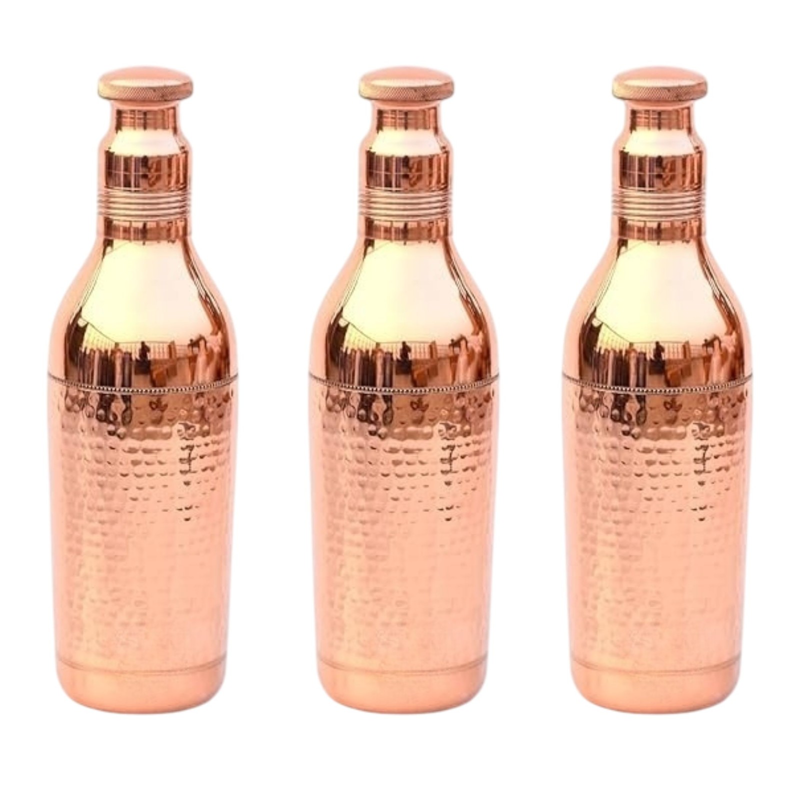 51oz Pure Copper Champion Water Bottle - Handmade - Ayurvedic Health Pack of 3