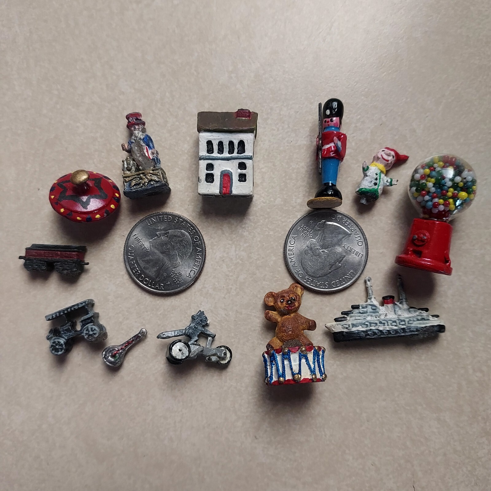 Miniature Cast Metal Figures. Highly Detailed. Antique Style. Vintage 13 pcs